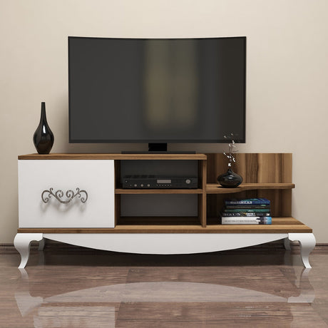 TV-Möbel Sultan Walnuss weißes Melamin 130x50.6x45 cm