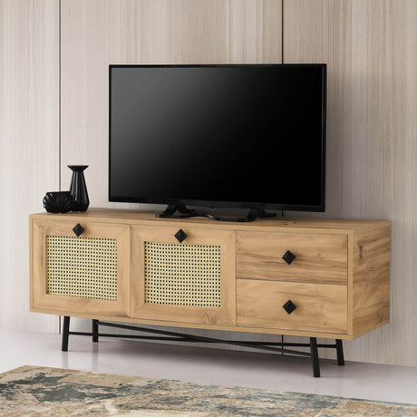TV-Möbel Hapsiyyas Oak Black Melamin 140x60x40 cm