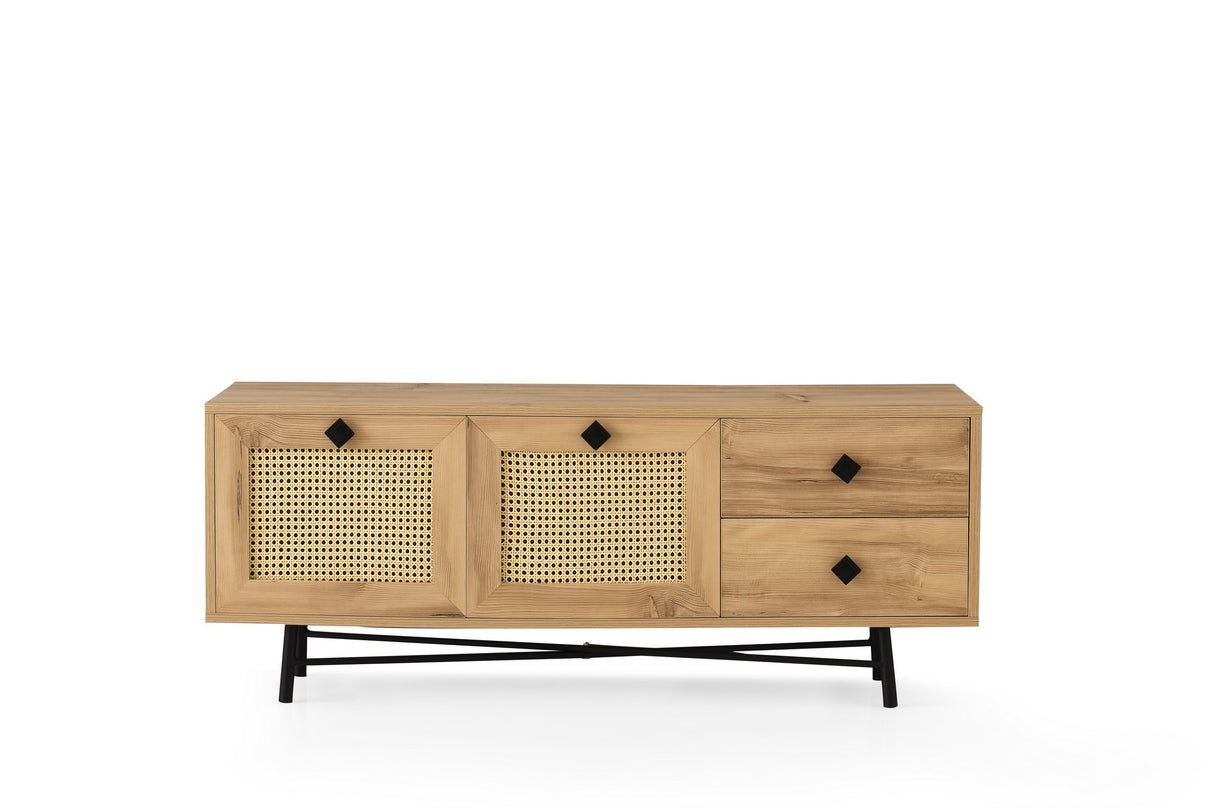 TV-Möbel Hapsiyyas Oak Black Melamin 140x60x40 cm