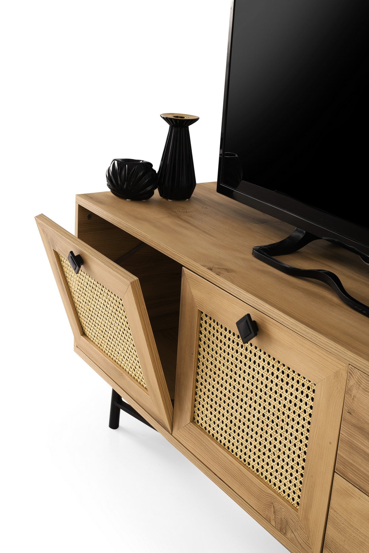 TV-Möbel Hapsiyyas Oak Black Melamin 140x60x40 cm
