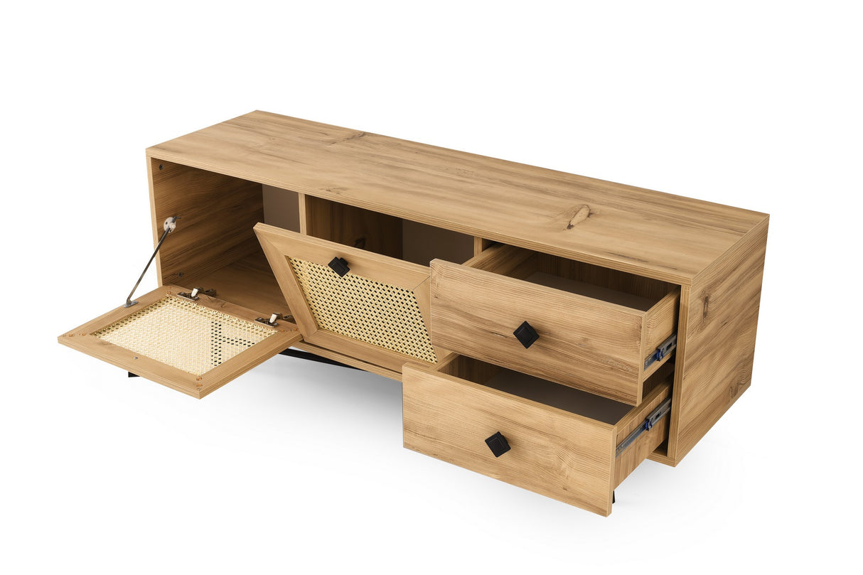 TV-Möbel Hapsiyyas Oak Black Melamin 140x60x40 cm