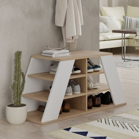 Schuhschrank Pyramid -Eiche weißes Melamin 105,5x50x37,5 cm