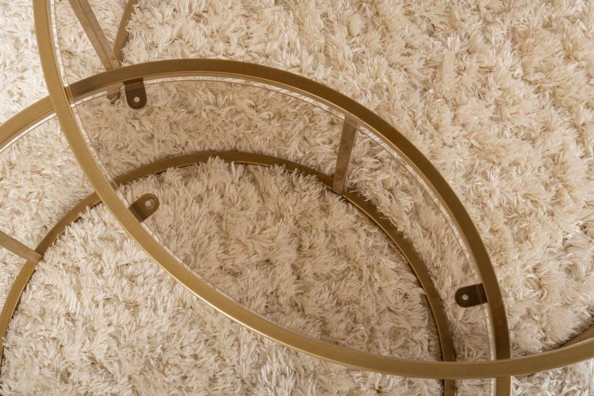 Moderne Runde Couchtisch Set von 2 Uru Gold - Bronze Glas - 80/60 cm