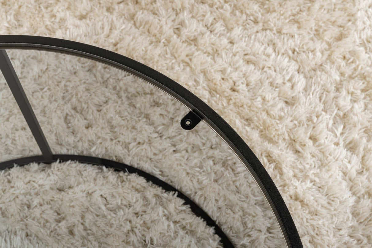 Moderner Runder Couchtisch Uru Schwarz - Graues Glas - 80 cm