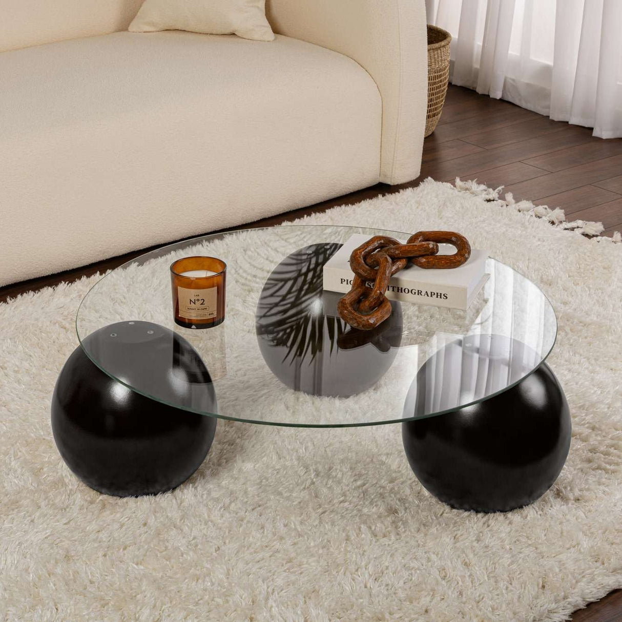 Couchtisch Miro schwarz und transparent 85x85 cm gehärtetes Glas Schwarz Transparent Gehärtetes Glas