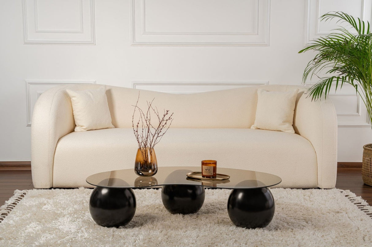 Couchtisch Sphere Gehärtetes Glas Schwarz Bronze 120x70x30 cm Schwarzes Bronze Temperiertes Glas