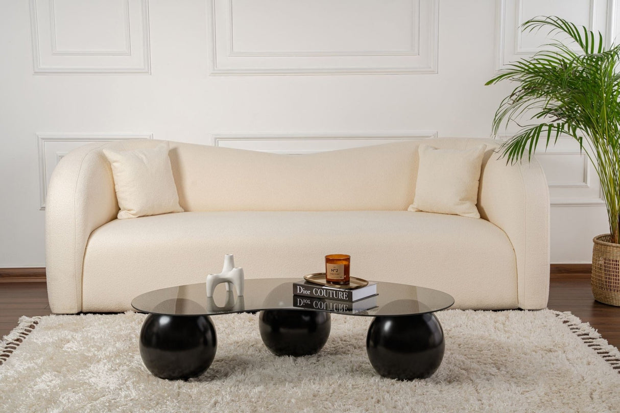 Wohnzimmertisch Sphere 120x70x30 cm Schwarz Grau Sicherheitsglas