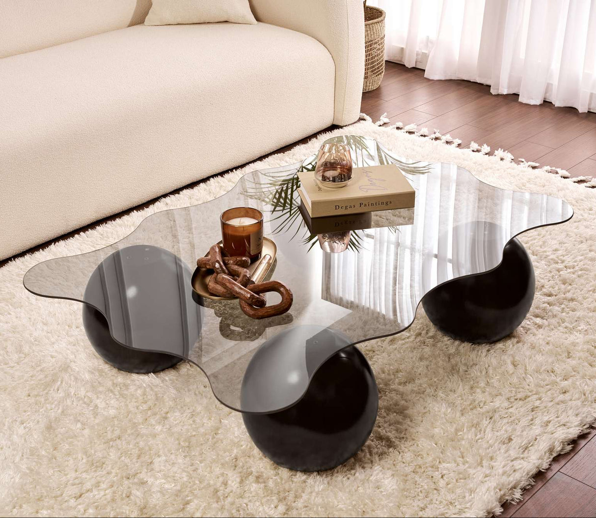 Couchtisch Noxa schwarz und grau 120x80 cm Schwarzes Grau Sicherheitsglas