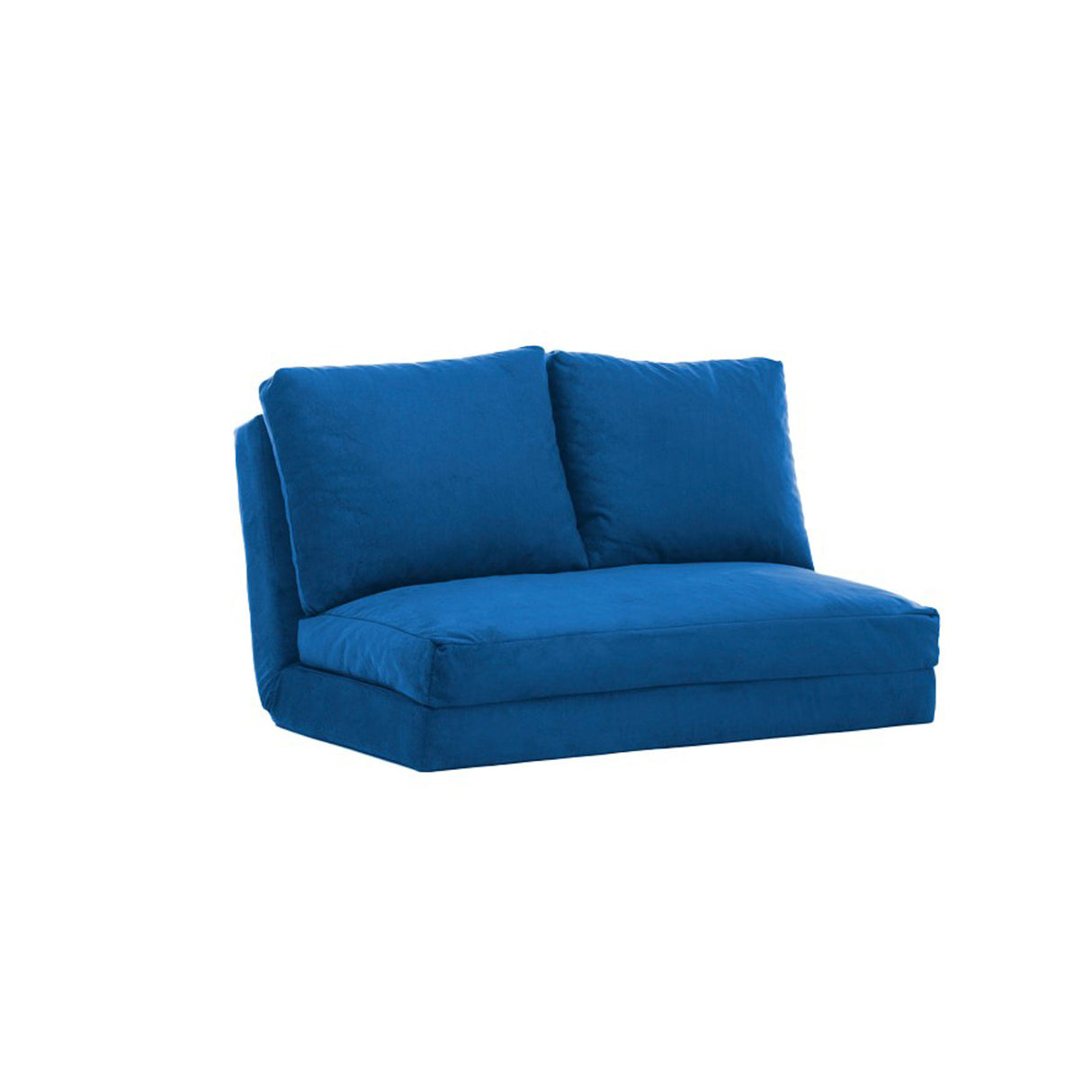 Schlafsofa Japandi-Zweisitzer aus blauem Stoff – niedrige Rückenlehne und verstellbar – Taida