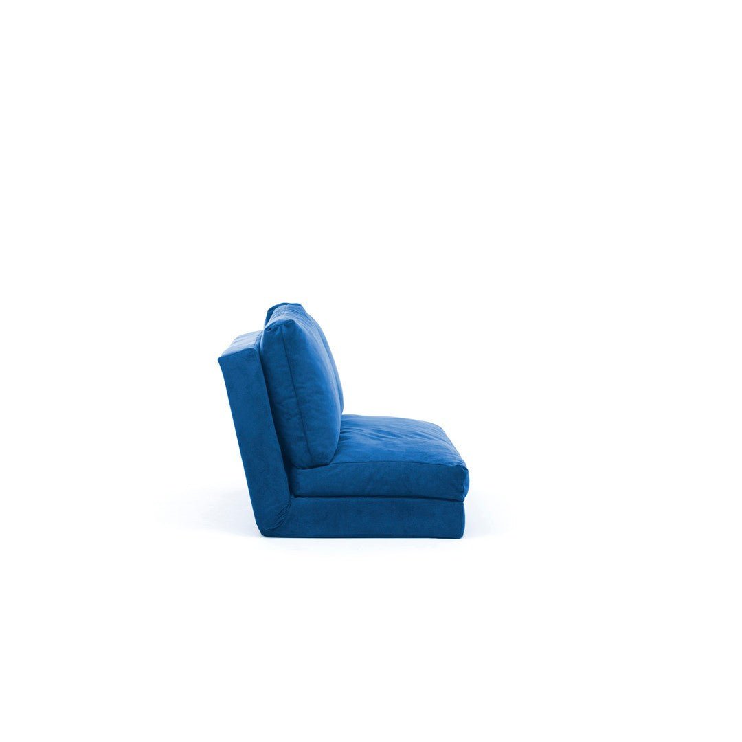 Schlafsofa Japandi-Zweisitzer aus blauem Stoff – niedrige Rückenlehne und verstellbar – Taida