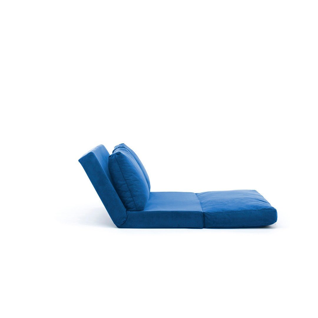 Schlafsofa Japandi-Zweisitzer aus blauem Stoff – niedrige Rückenlehne und verstellbar – Taida
