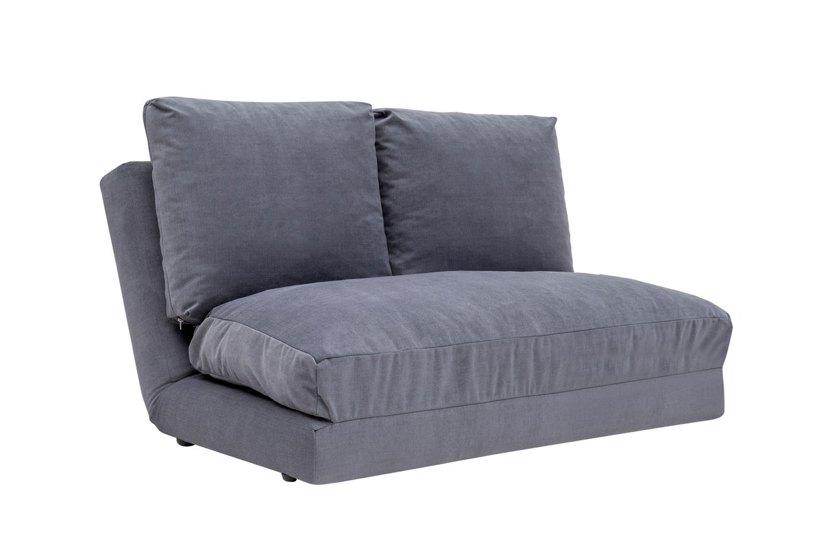Schlafsofa Japandi-Zweisitzer aus grauem Stoff – niedrige Rückenlehne und verstellbar – Taida