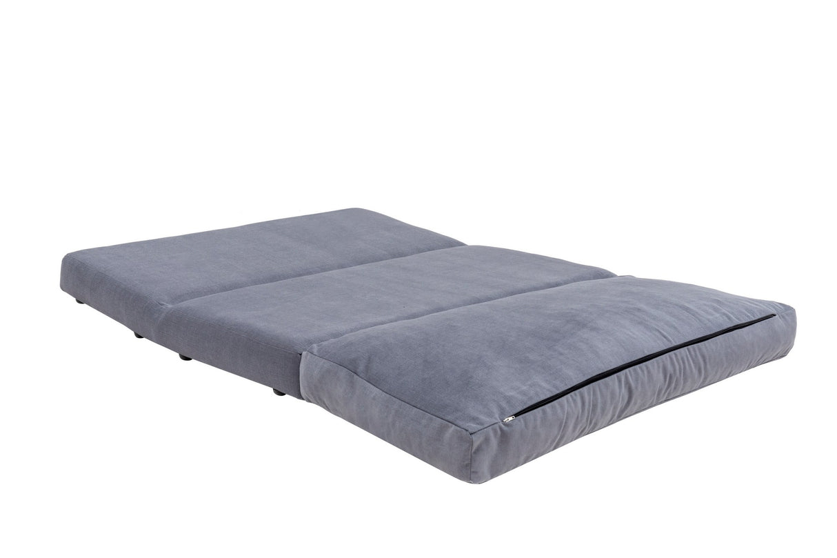 Schlafsofa Japandi-Zweisitzer aus grauem Stoff – niedrige Rückenlehne und verstellbar – Taida