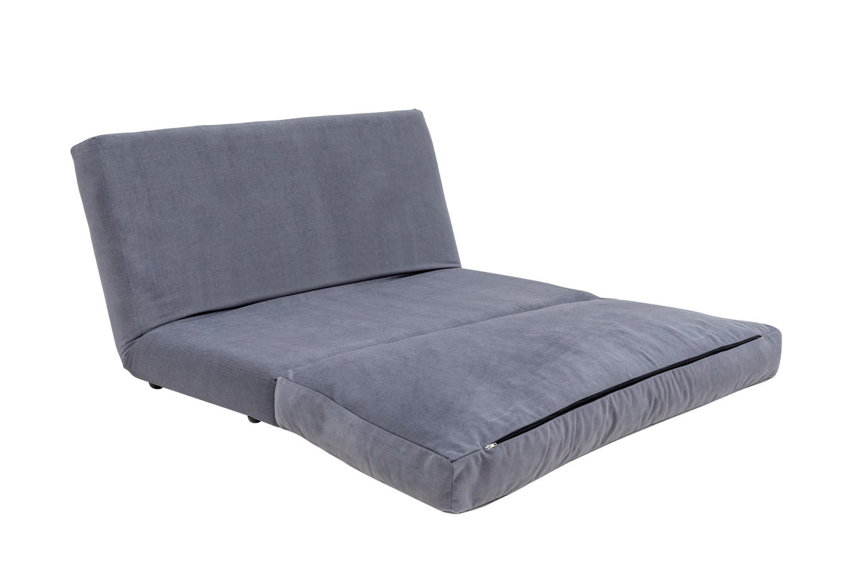 Schlafsofa Japandi-Zweisitzer aus grauem Stoff – niedrige Rückenlehne und verstellbar – Taida