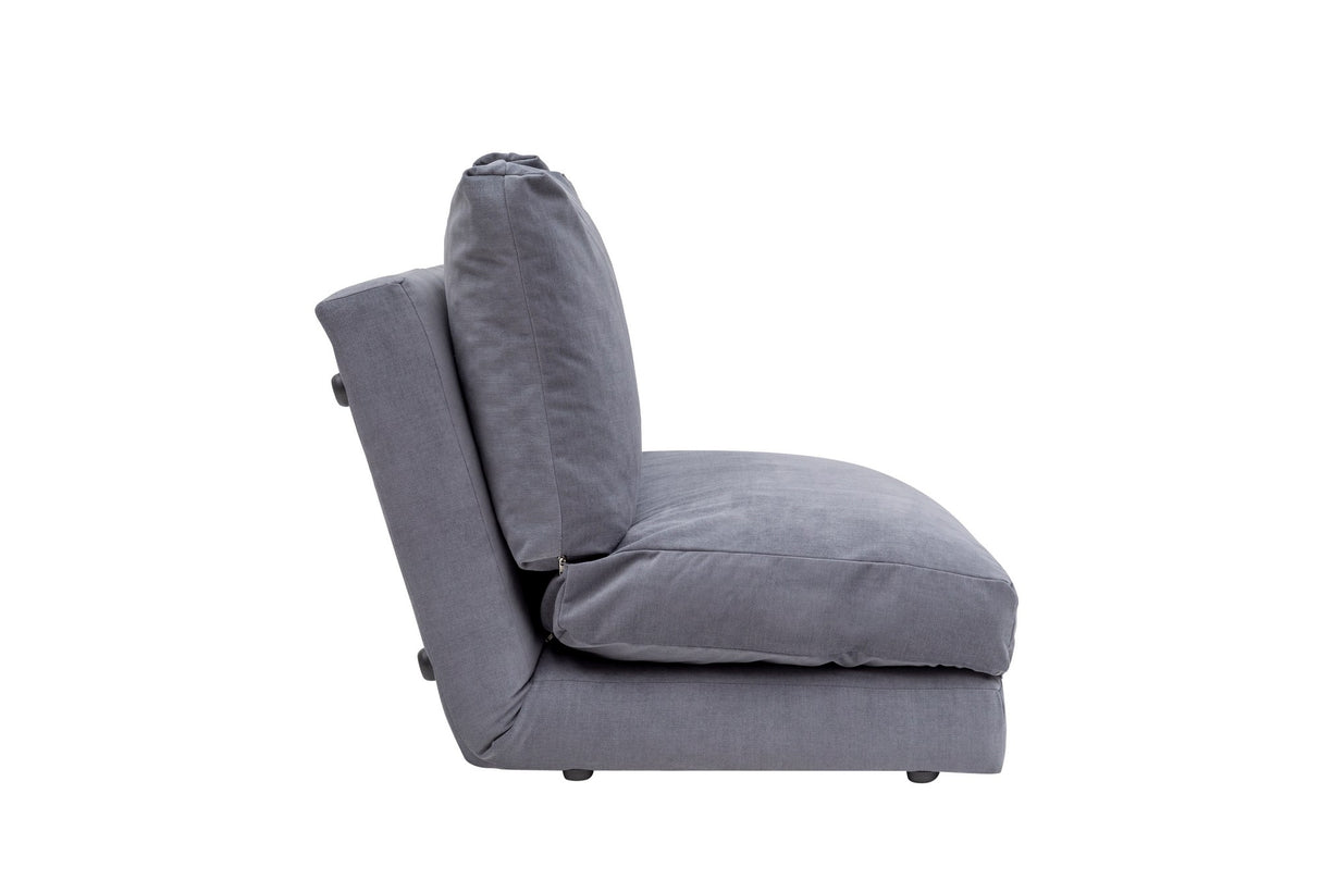 Schlafsofa Japandi-Zweisitzer aus grauem Stoff – niedrige Rückenlehne und verstellbar – Taida