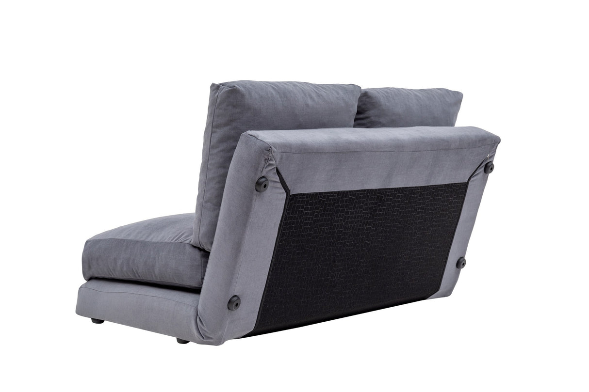 Schlafsofa Japandi-Zweisitzer aus grauem Stoff – niedrige Rückenlehne und verstellbar – Taida