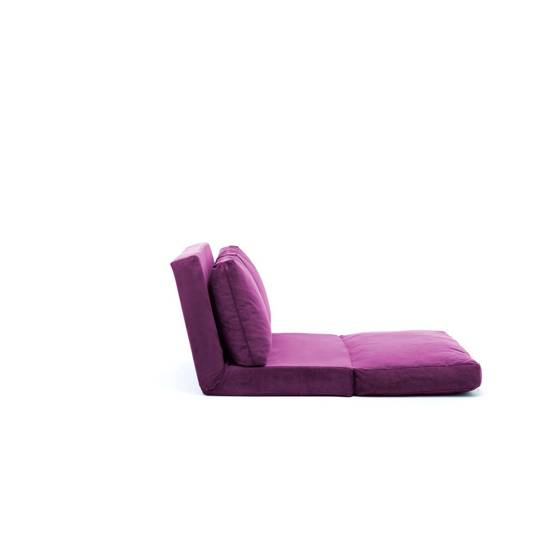 Schlafsofa Japandi-Zweisitzer aus lila Stoff – niedrige Rückenlehne und verstellbar – Taida