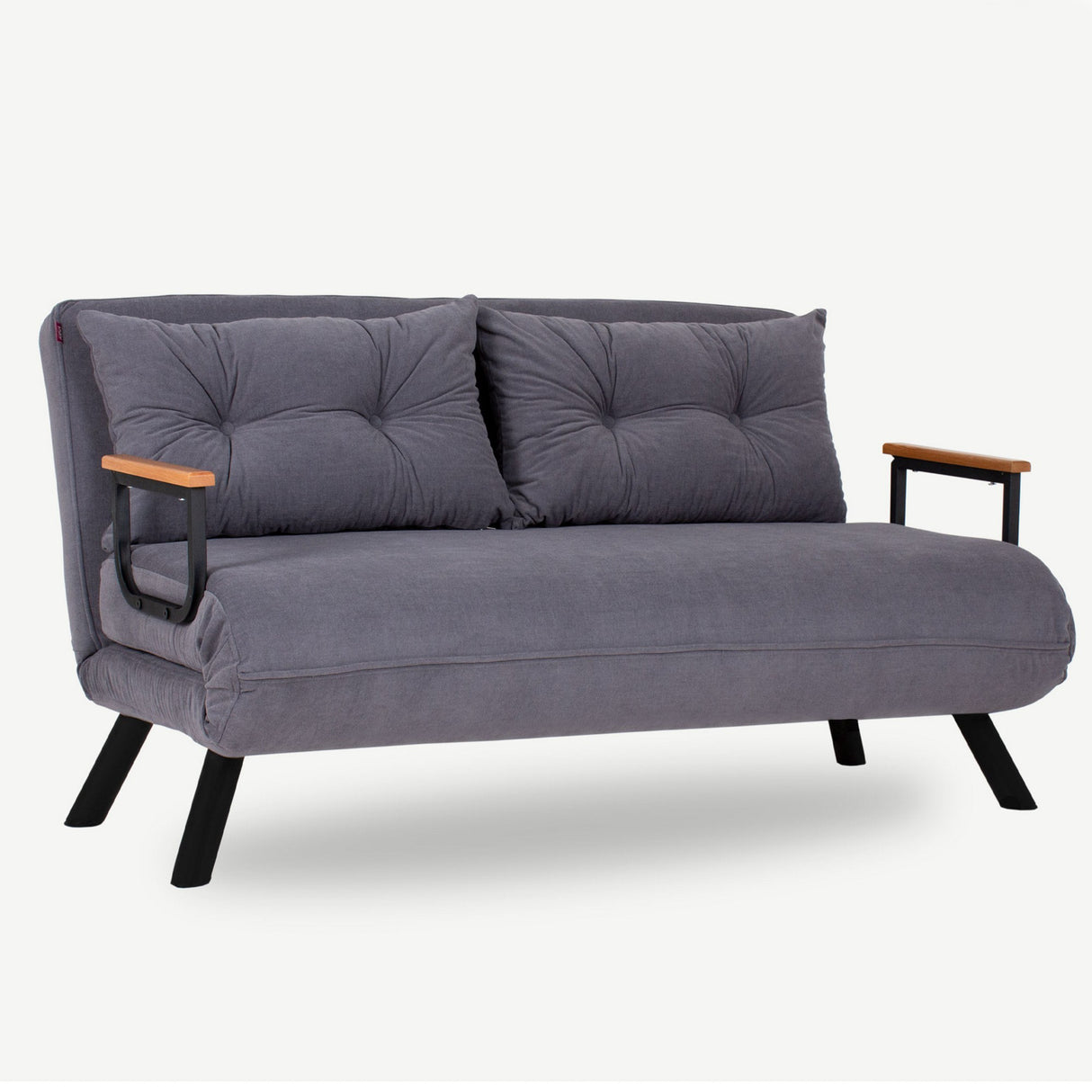 Schlafsofa 2-Sitzer aus graphitgrauem Stoff - Sando
