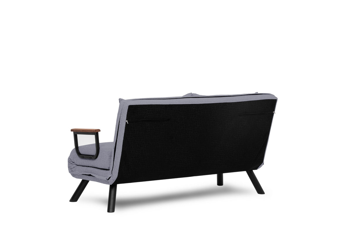 Schlafsofa 2-Sitzer aus graphitgrauem Stoff - Sando