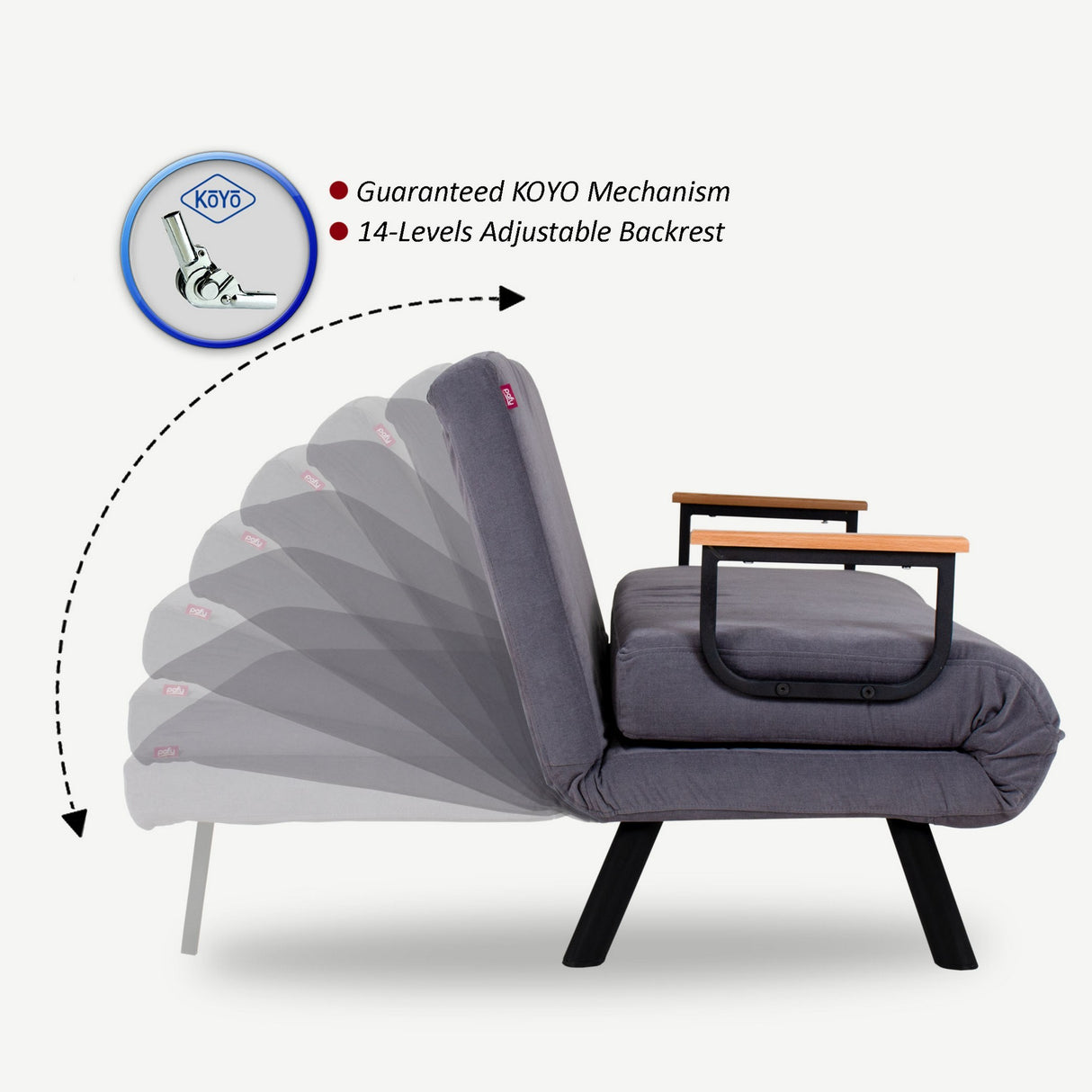 Schlafsofa 2-Sitzer aus graphitgrauem Stoff - Sando