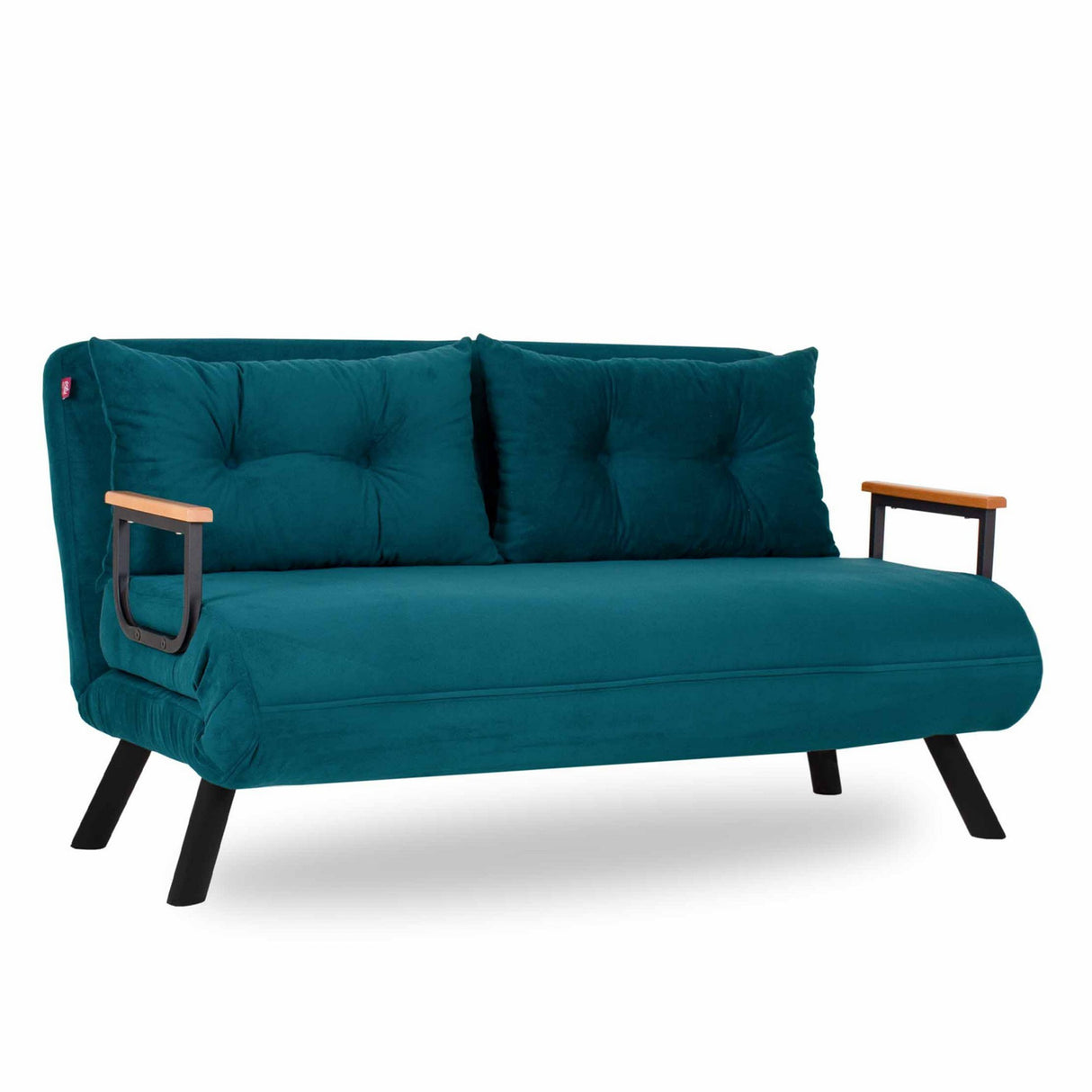 Schlafsofa 2-Sitzer aus Stoff in Petrolblau – Sando