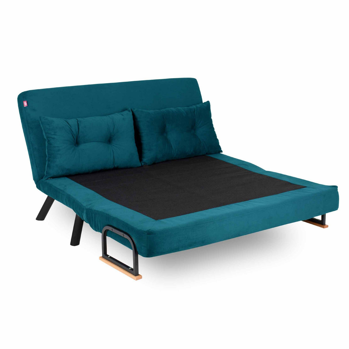Schlafsofa 2-Sitzer aus Stoff in Petrolblau – Sando