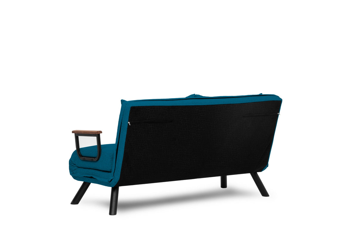 Schlafsofa 2-Sitzer aus Stoff in Petrolblau – Sando