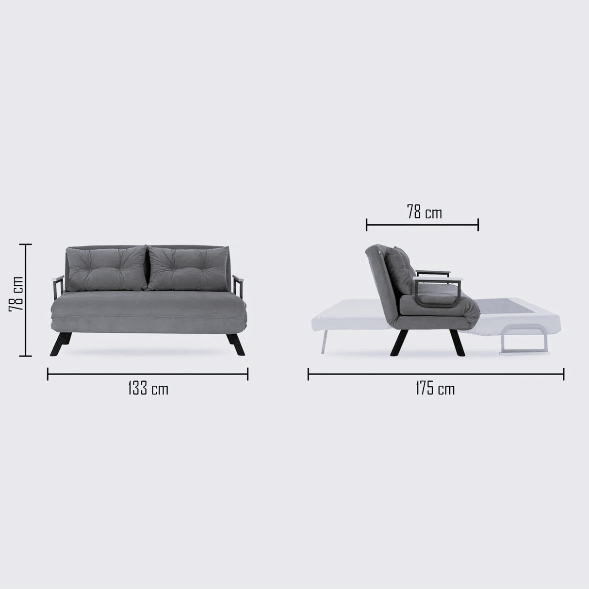 Schlafsofa 2-Sitzer aus Stoff in Petrolblau – Sando