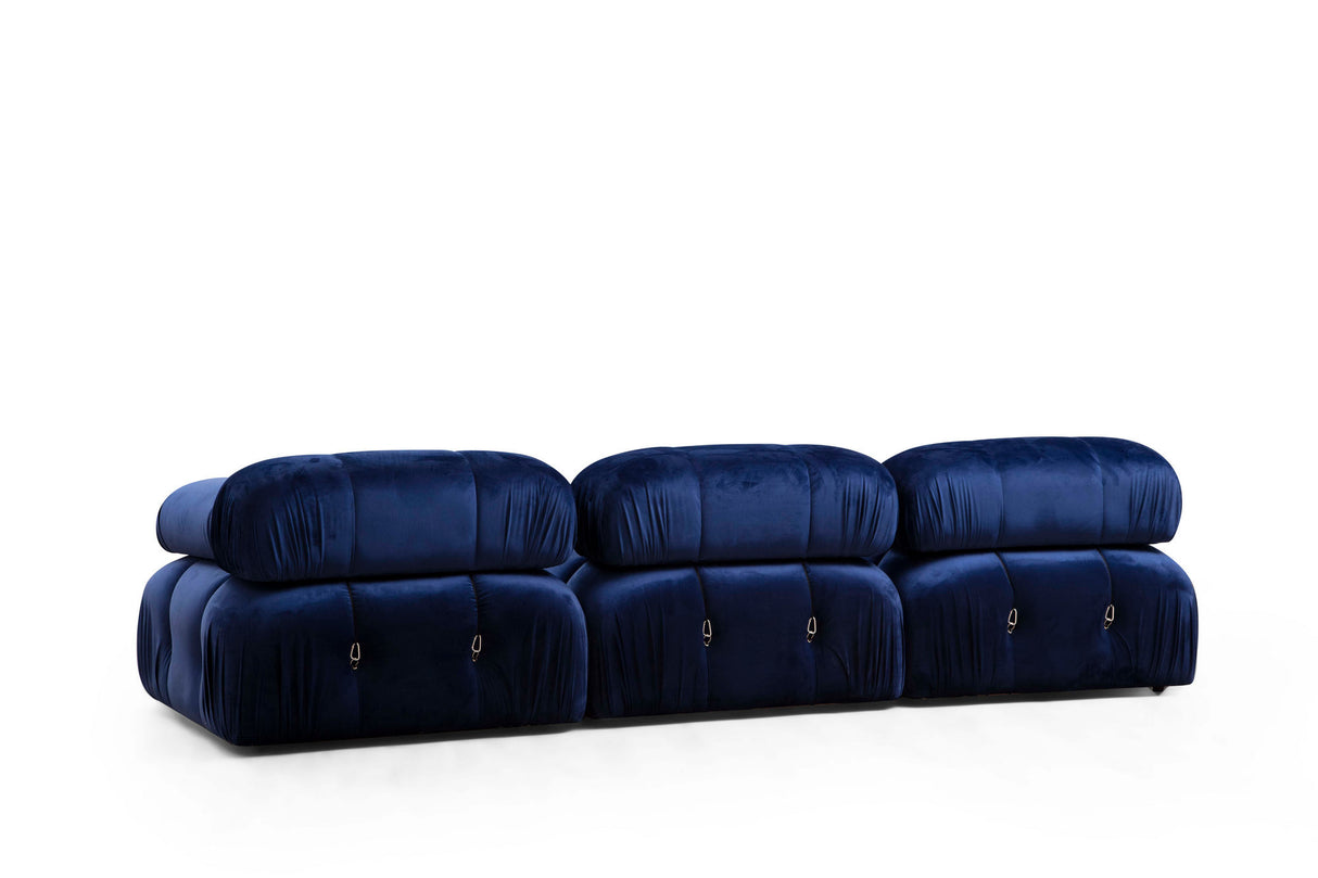 Modulares XXL-Ecksofa Bubble mit Hocker - Samt Blau