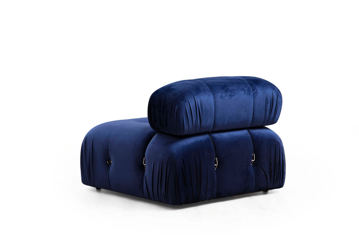 Modulares XXL-Ecksofa Bubble mit Hocker - Samt Blau