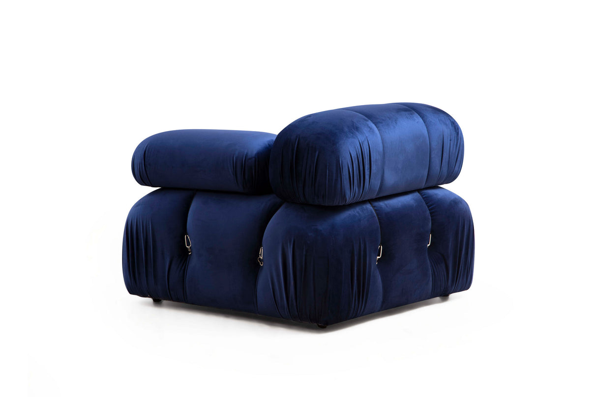 Modulares XXL-Ecksofa Bubble mit Hocker - Samt Blau