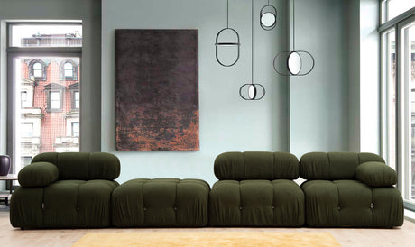Modulares XXL-Ecksofa Bubble mit Hocker - Samtgrün
