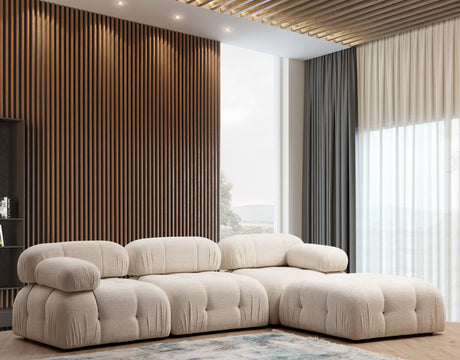 Modulares XXL-Ecksofa Bubble mit Hocker - Creme