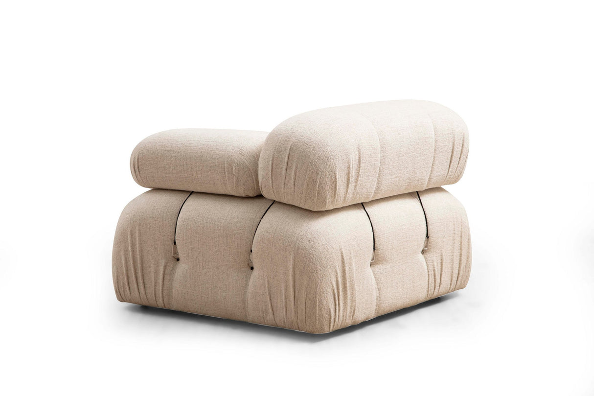 Modulares XXL-Ecksofa Bubble mit Hocker - Creme