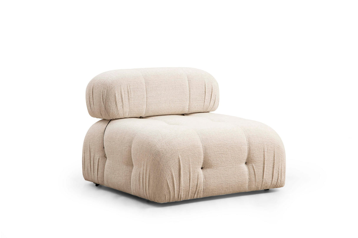 Modulares XXL-Ecksofa Bubble mit Hocker - Creme