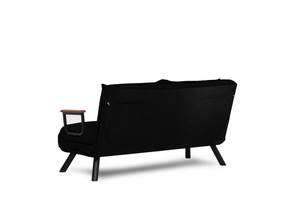 Schlafsofa 2-Sitzer aus schwarzem Stoff - Sando