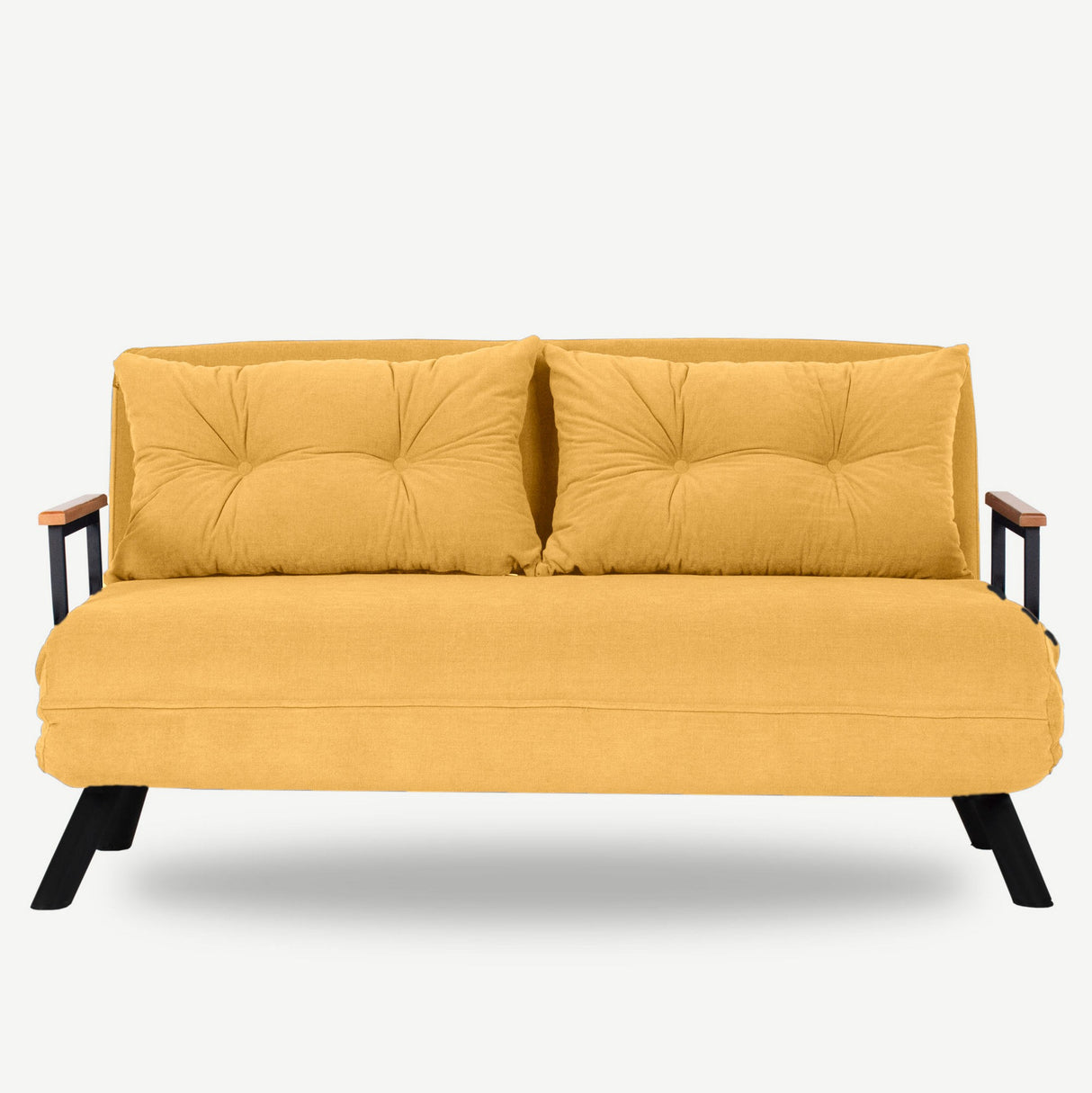 Schlafsofa 2-Sitzer aus ockergelbem Stoff - Sando