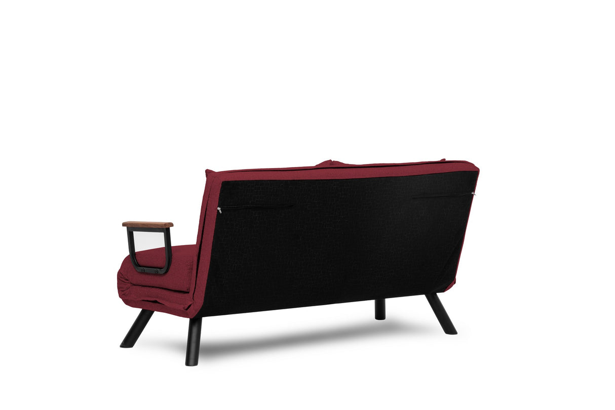 Schlafsofa 2-Sitzer aus rotem Stoff - Sando
