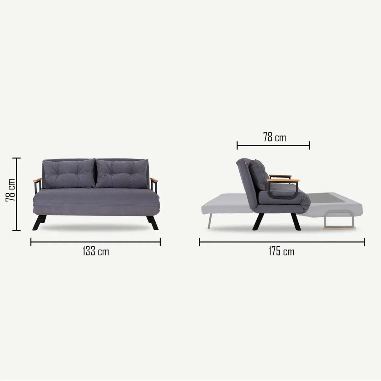 Schlafsofa 2-Sitzer aus rotem Stoff - Sando