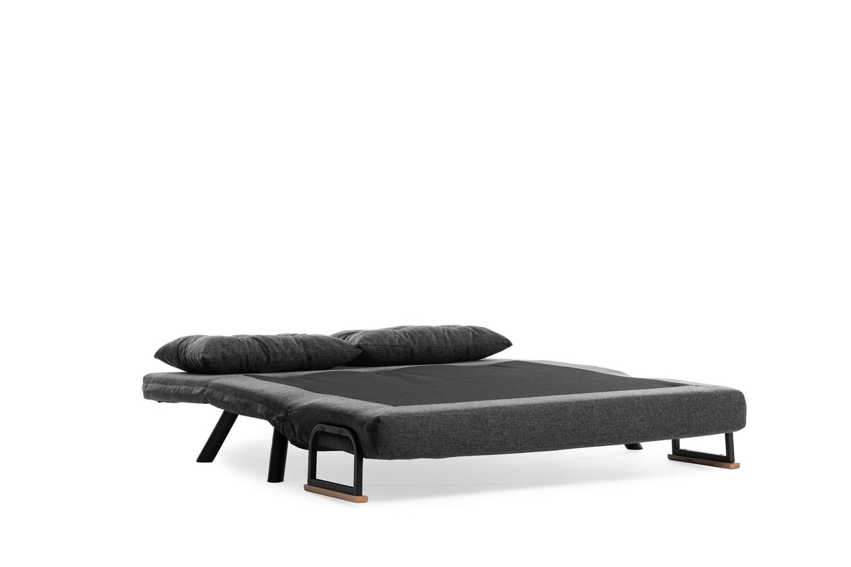 Schlafsofa anthrazitfarbener 2-Sitzer-Stoff - Sando