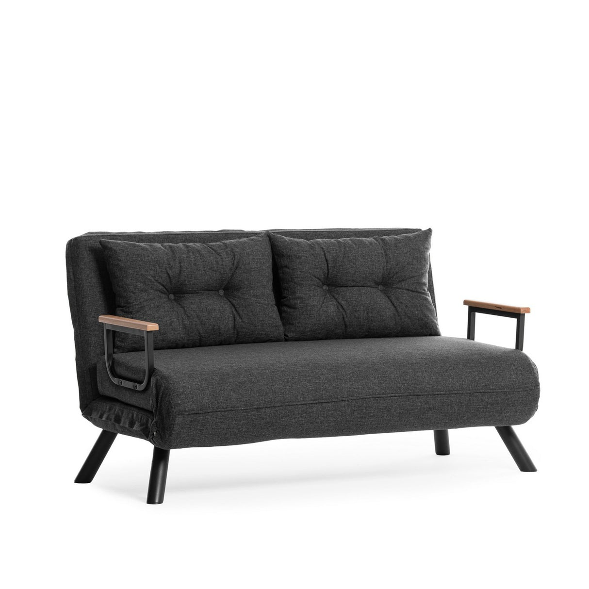 Schlafsofa anthrazitfarbener 2-Sitzer-Stoff - Sando