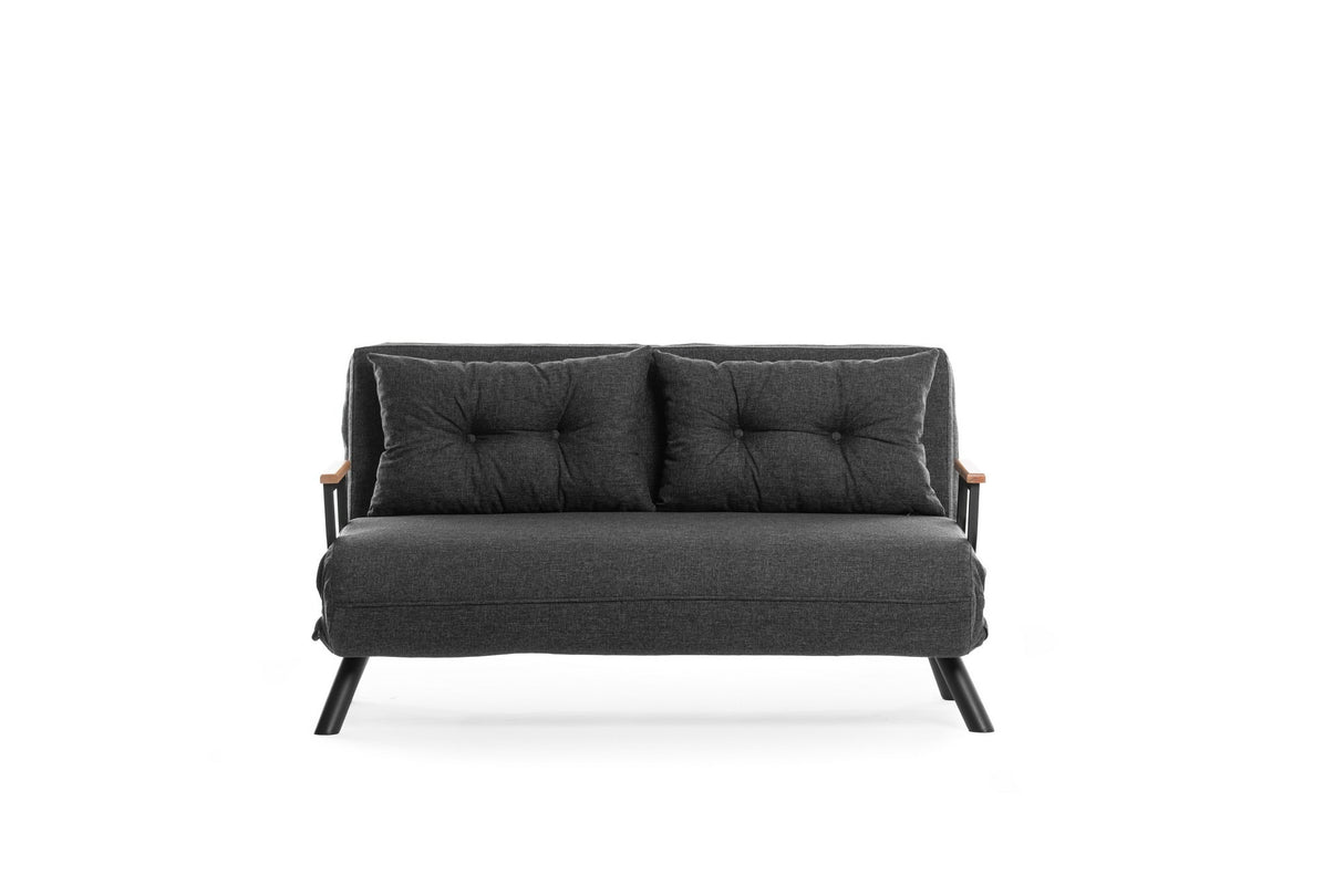 Schlafsofa anthrazitfarbener 2-Sitzer-Stoff - Sando
