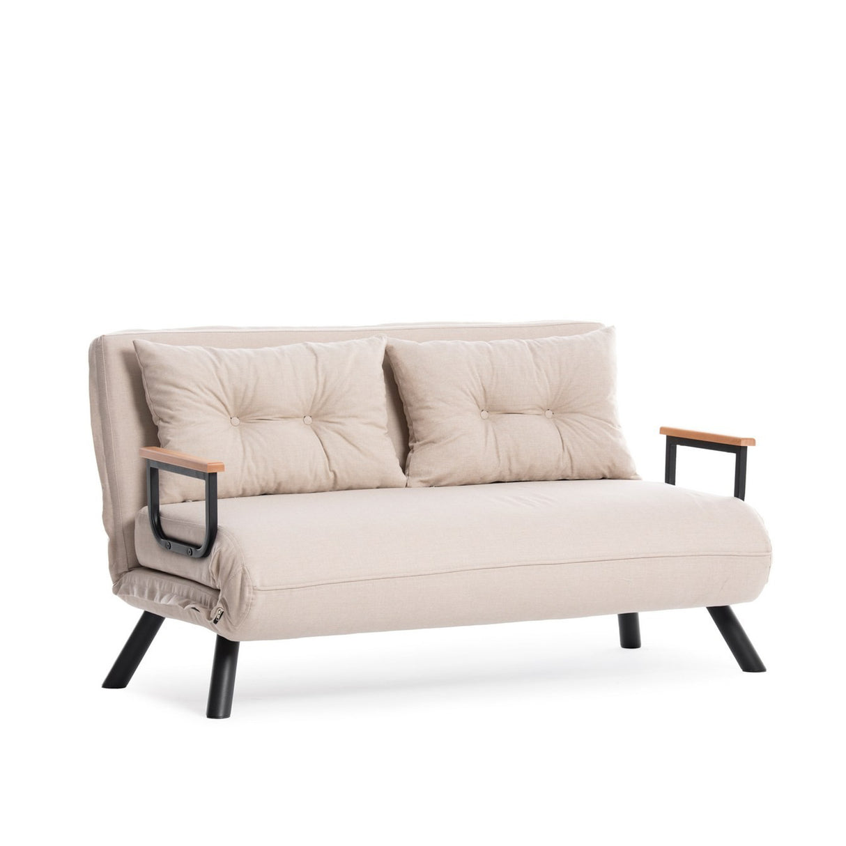 Schlafsofa Beiger Leinenstoff für 2 Personen – Sando