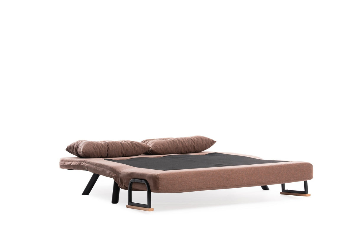 Schlafsofa mokkabrauner 2-Sitzer-Leinenstoff - Sando