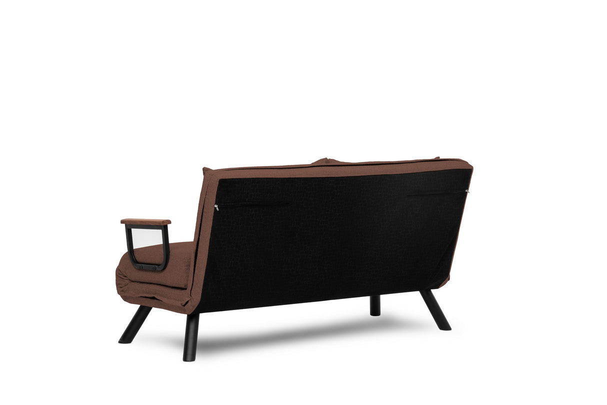 Schlafsofa mokkabrauner 2-Sitzer-Leinenstoff - Sando