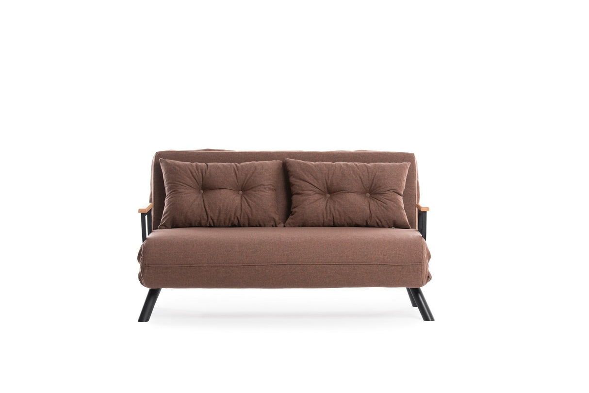 Schlafsofa mokkabrauner 2-Sitzer-Leinenstoff - Sando