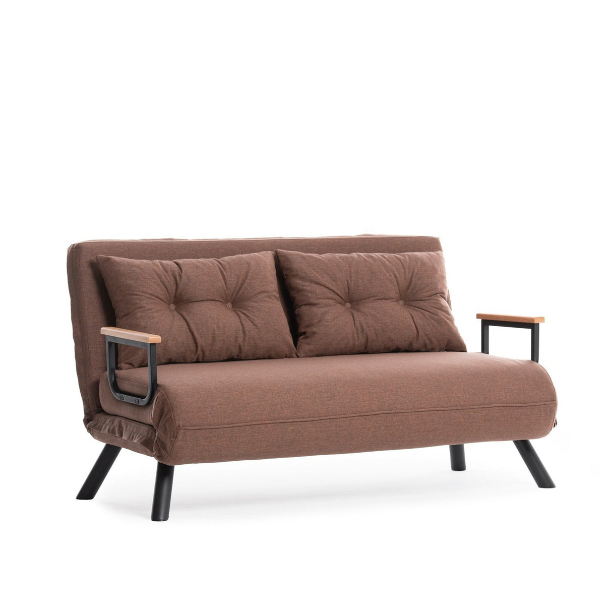 Schlafsofa mokkabrauner 2-Sitzer-Leinenstoff - Sando