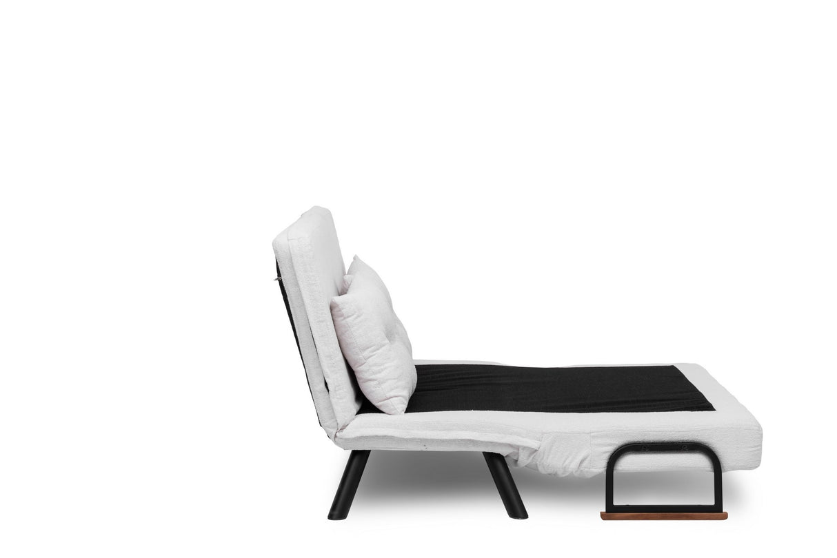 Schlafsofa Elfenbeinfarbener Bouclé-Zweisitzer – Sando