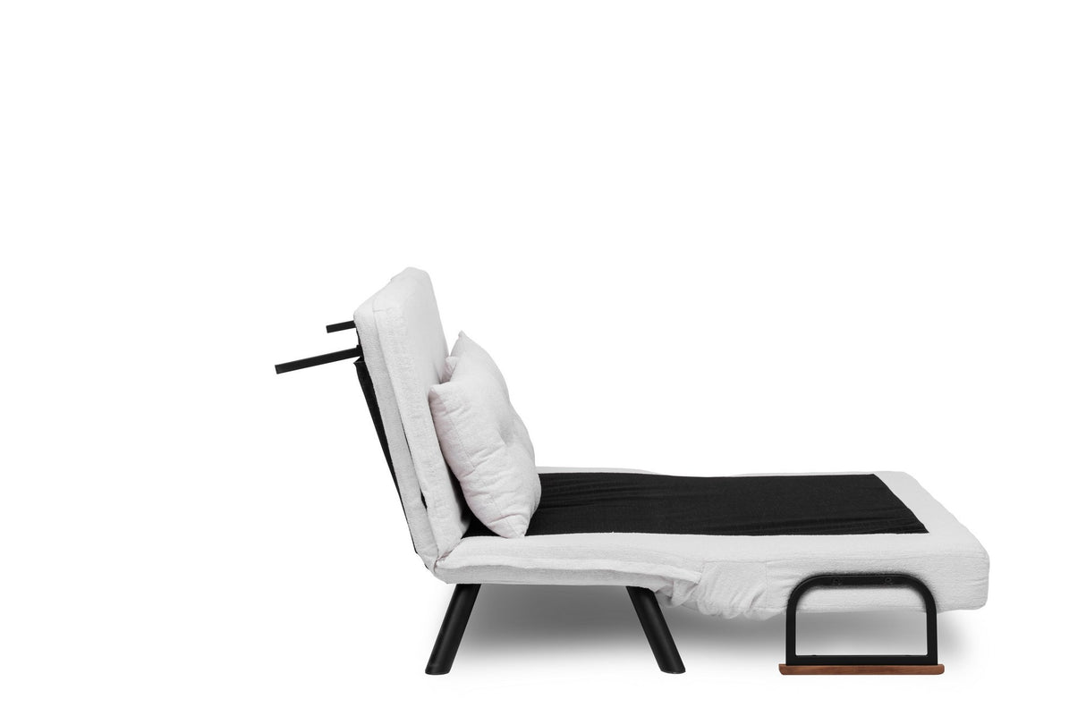 Schlafsofa Elfenbeinfarbener Bouclé-Zweisitzer – Sando