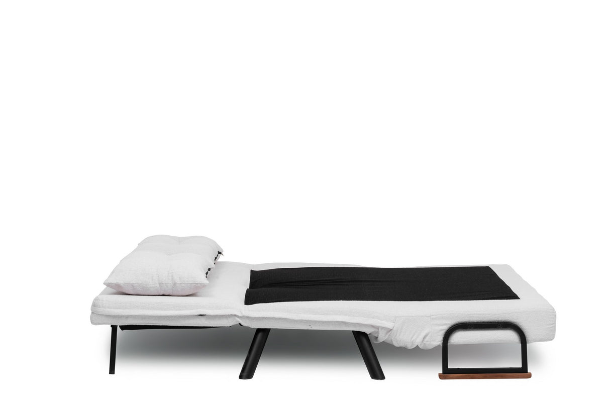 Schlafsofa Elfenbeinfarbener Bouclé-Zweisitzer – Sando